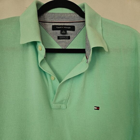 Tommy Hilfiger Mens Custom Fit Short Sleeve Polo Shirt  Green XL - Picture 2 of 9
